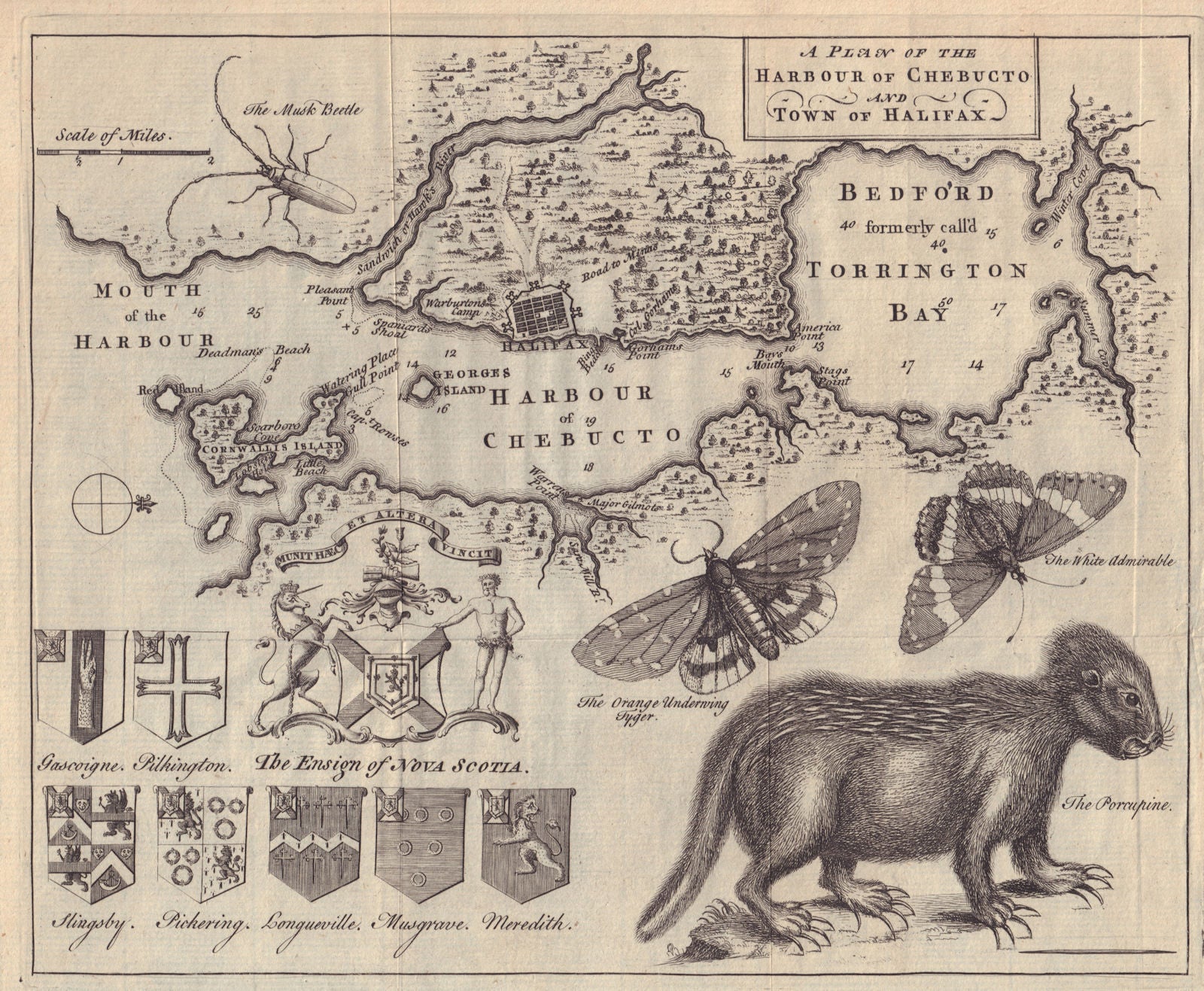 A Plan of the Harbour of Chebucto & Town of Halifax. Canada. GENTS MAG 1750 map